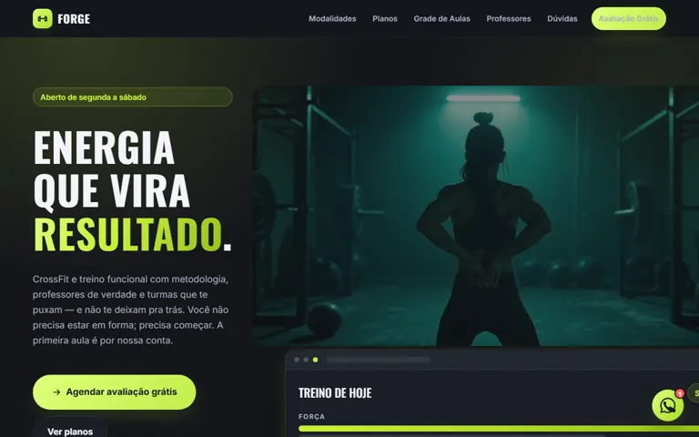 Prévia do template Academia